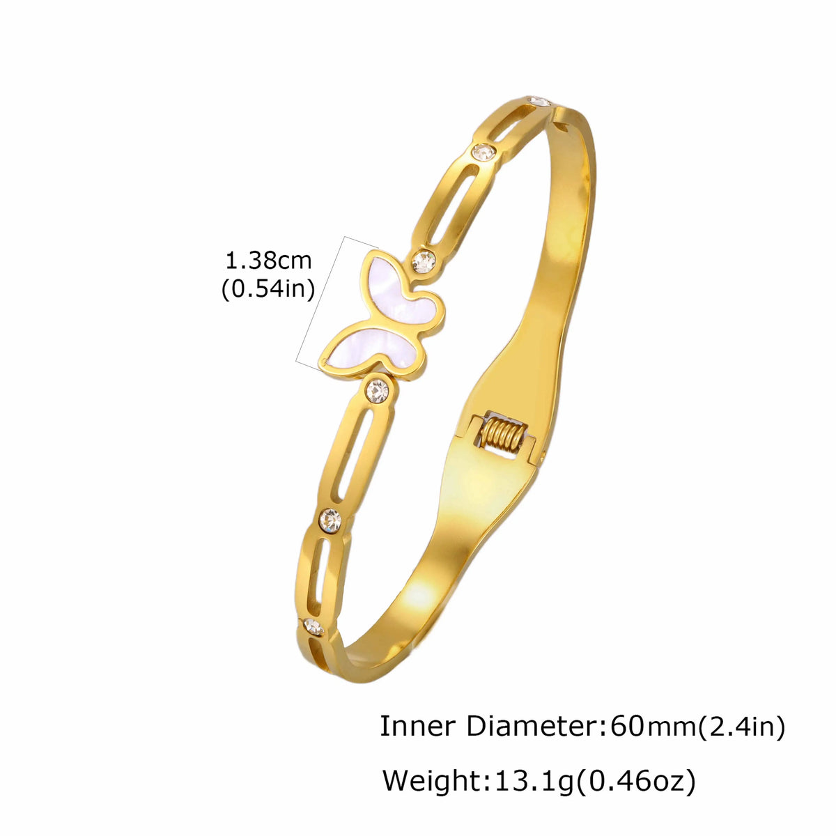 18K Gold Plated Shell Butterfly Bangle – Pavé Zirconia Women Bangle Bracelet SPOT