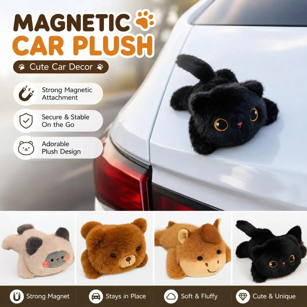 Magnetic Plush Car Decoration – Cute Cat & Bear Stuffed Toy Plush Car Decoration SPOT