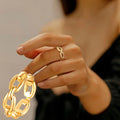 Thick Cable Chain Ring – 18K Gold Stainless Steel Stacking Gold Chain Ring SPOT US Ring size 09