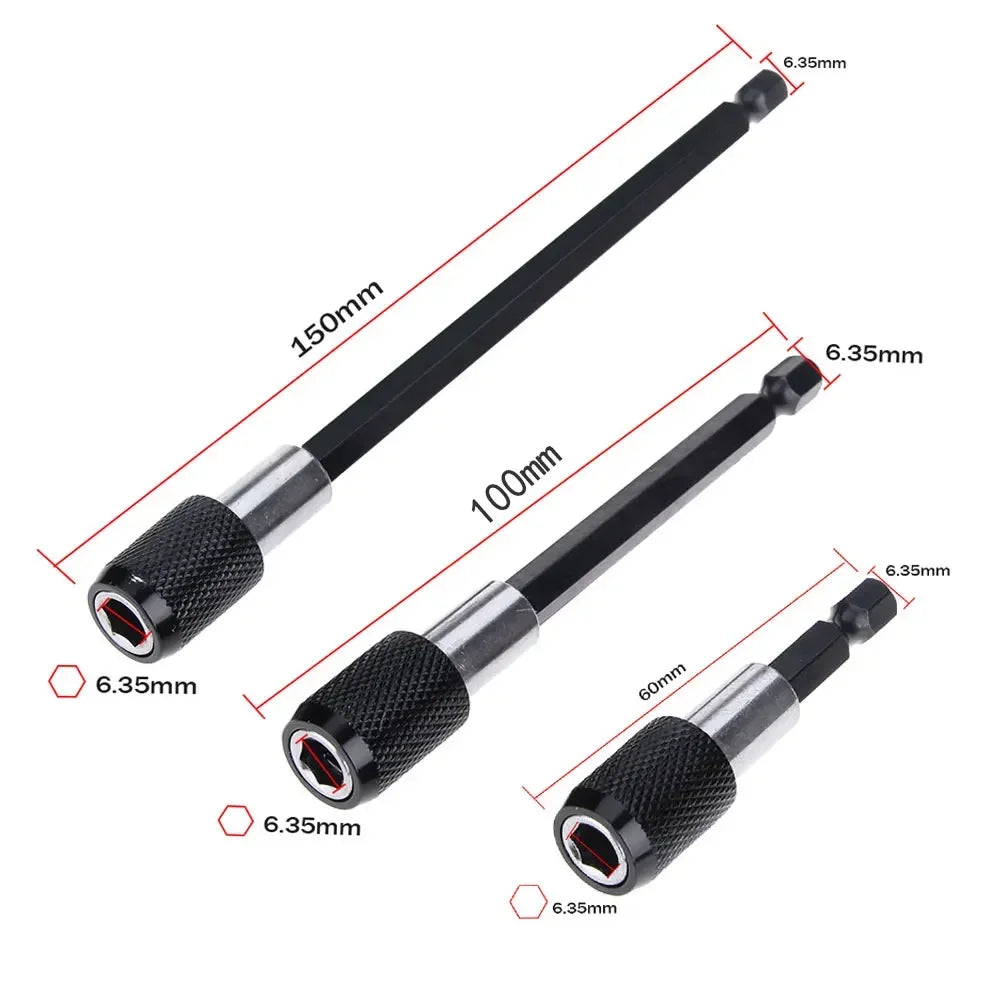 Magnetic Bit Holder Extension Bar Set – 1/4" Hex Shank CR-V Bit Holder Extension SPOT 3pcs