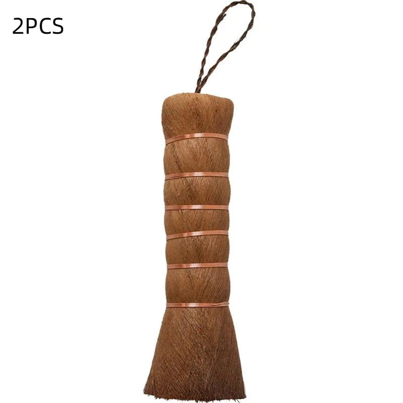 Long Handle Palm Pot Brush – Natural Wok & Pan Cleaner Kitchen Cleaning Brush SPOT 2pcs