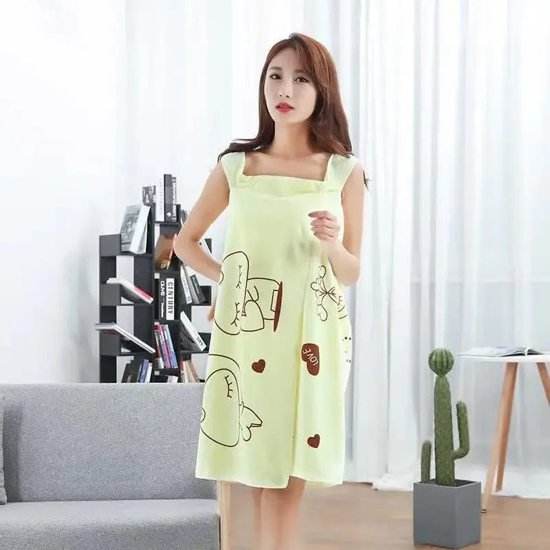 Women's Quick-Dry Wearable Microfiber Bath & Beach Towel Wearable Bath Towel SPOT YELLOW 1pc 79x134cm
