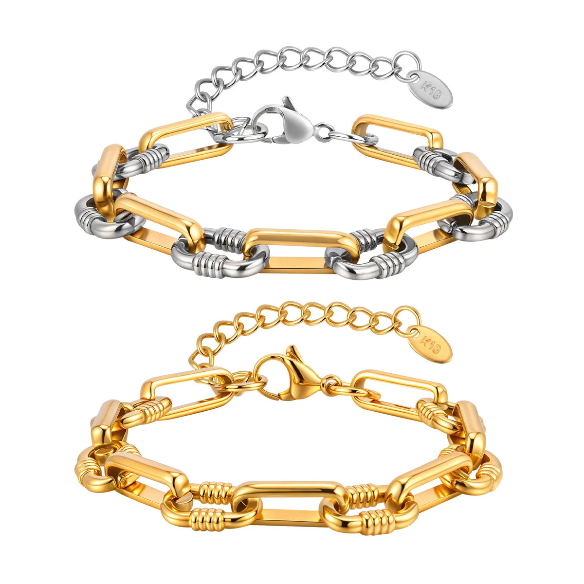 Two-Tone Chunky Paperclip Chain Bracelet – Stainless Steel Chain Link Bracelet SPOT