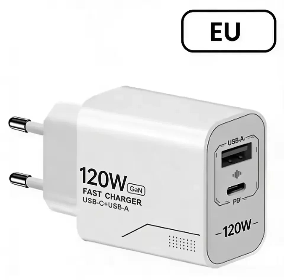 120W GaN 2-Port USB-C Fast Charger | USB PD Wall Adapter USB Wall Charger SPOT EU