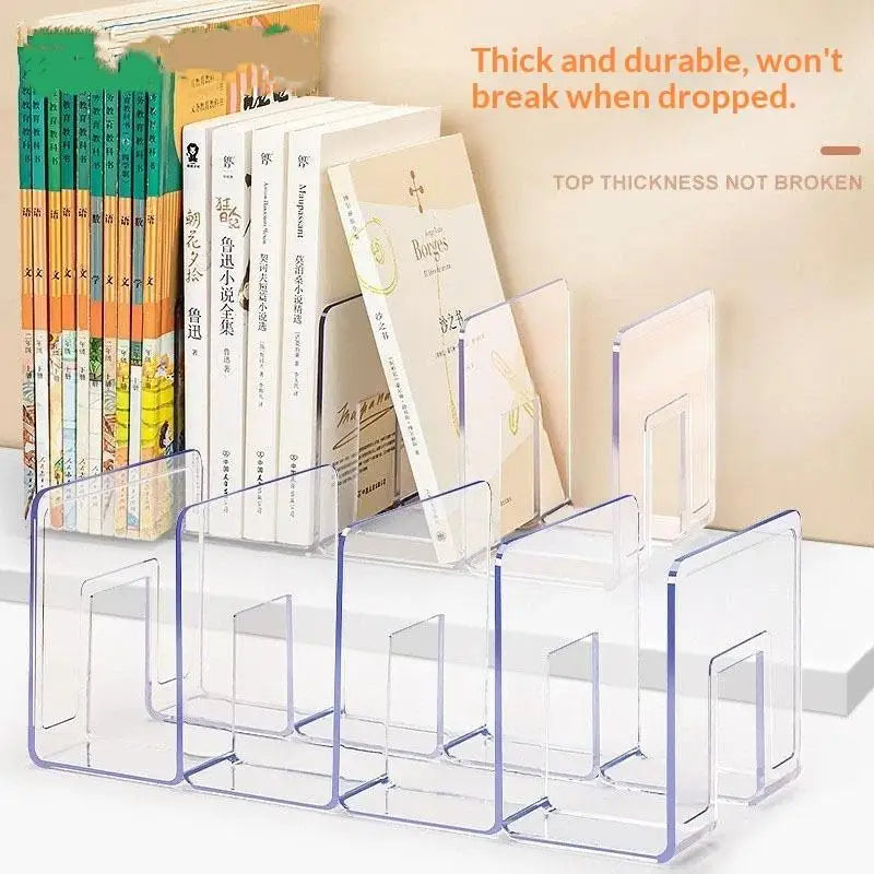 4-Compartment Clear PVC Desktop Book & File Organizer Desktop File Organizer SPOT