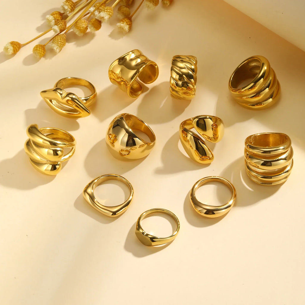 Meaeguet Chunky Dome Ring – 18K Gold Plated Stainless Steel Fashion Ring SPOT