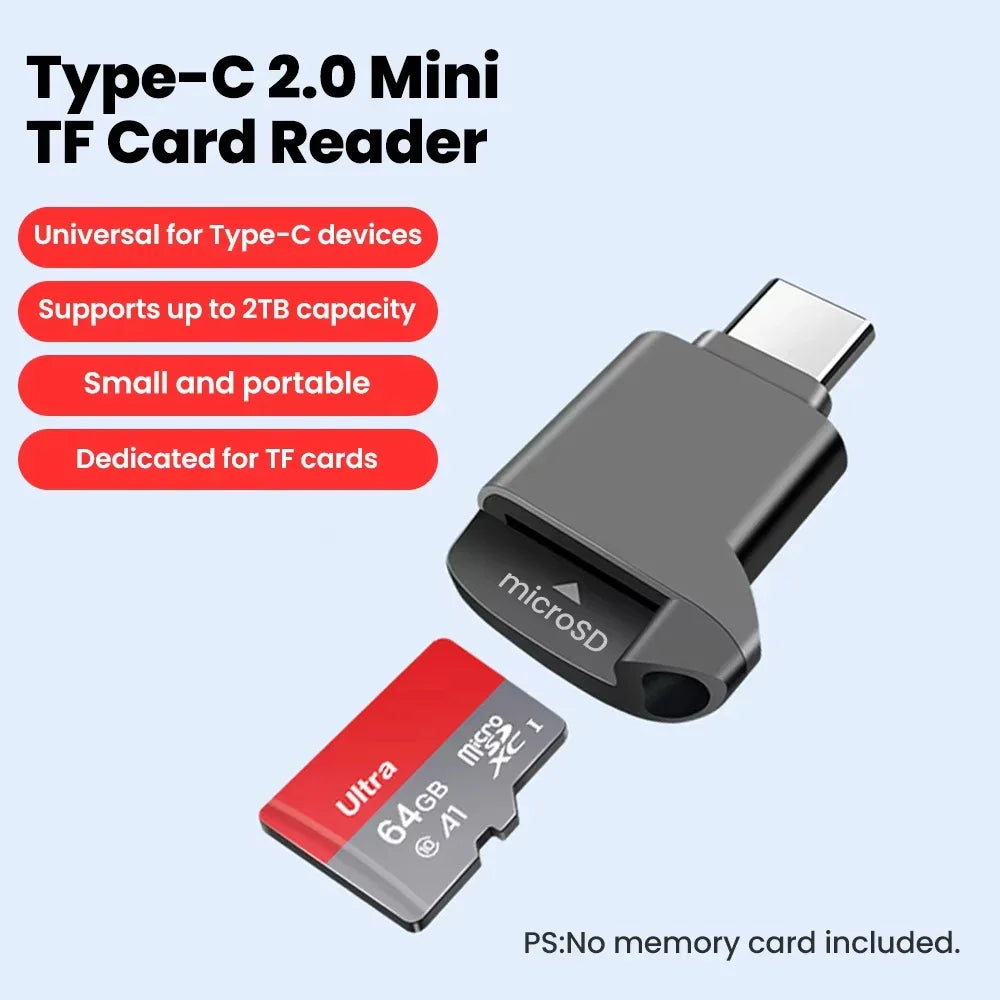 USB-C TF Card Reader – Plug & Play microSD Adapter, Up to 2TB Memory Card Reader SPOT