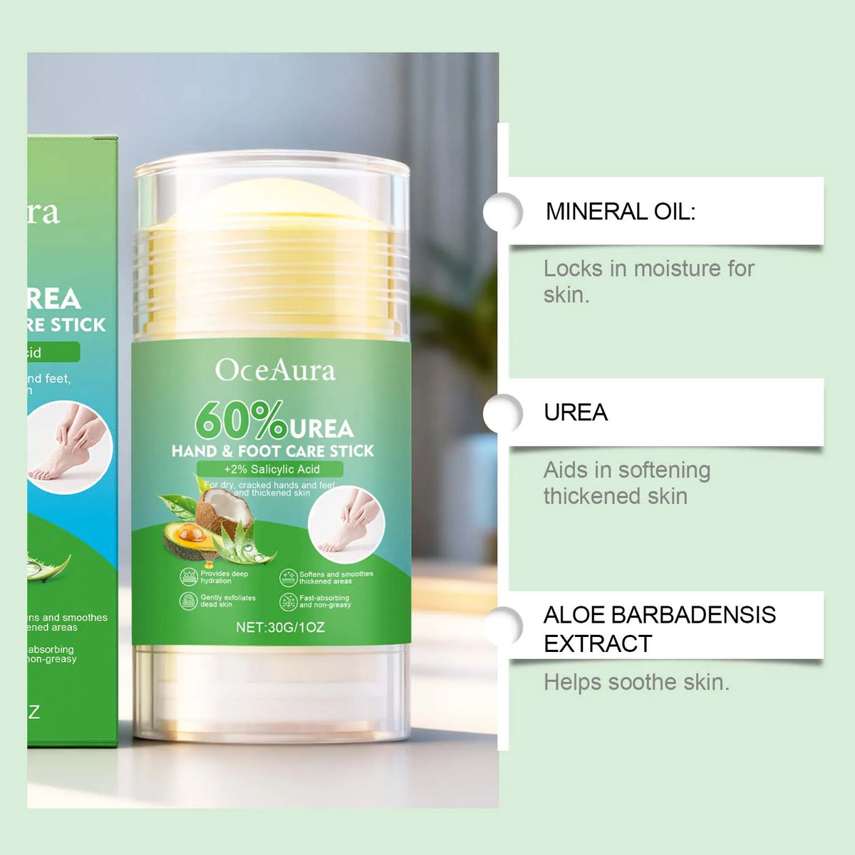 OceAura 60% Urea Hand & Foot Balm Stick – Deep Moisturizer Foot & Hand Balm SPOT