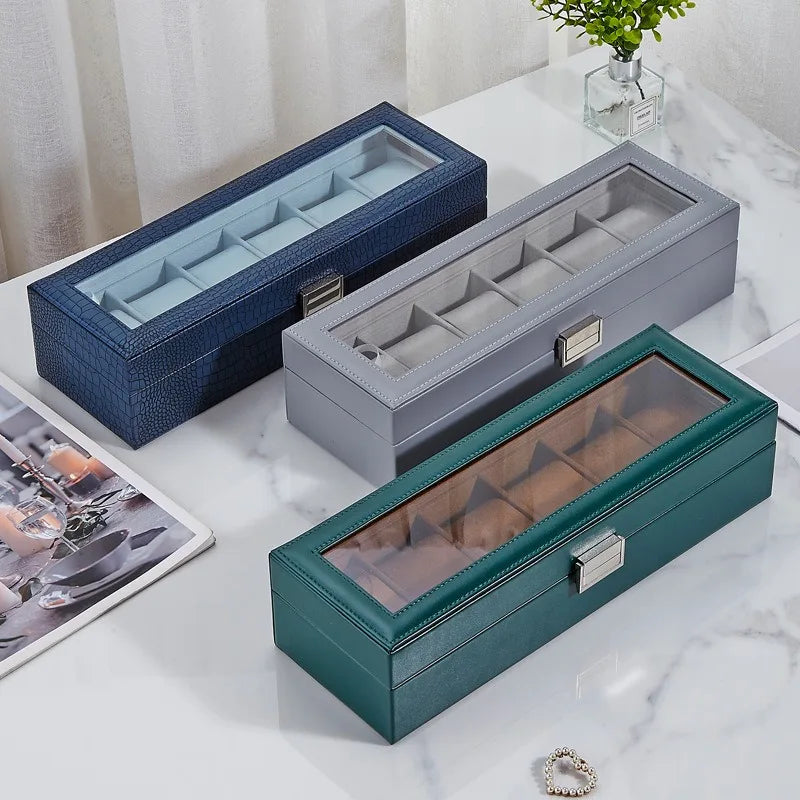 6-Grid PU Leather Watch Box – Luxury Display & Organizer Watch Display Case SPOT