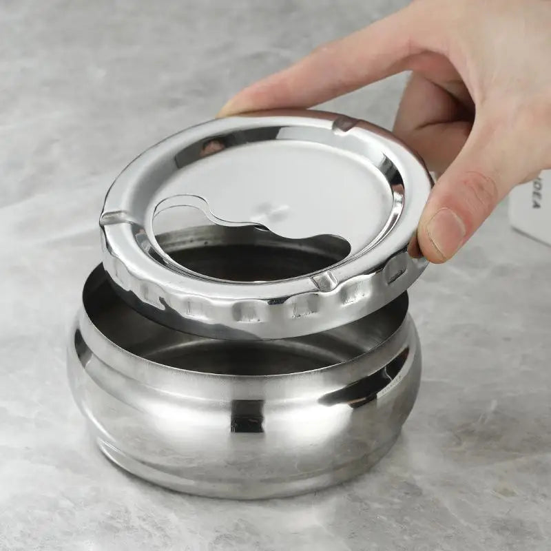 Stainless Steel Windproof Ashtray with Lid – 3 Sizes Windproof Ashtray SPOT