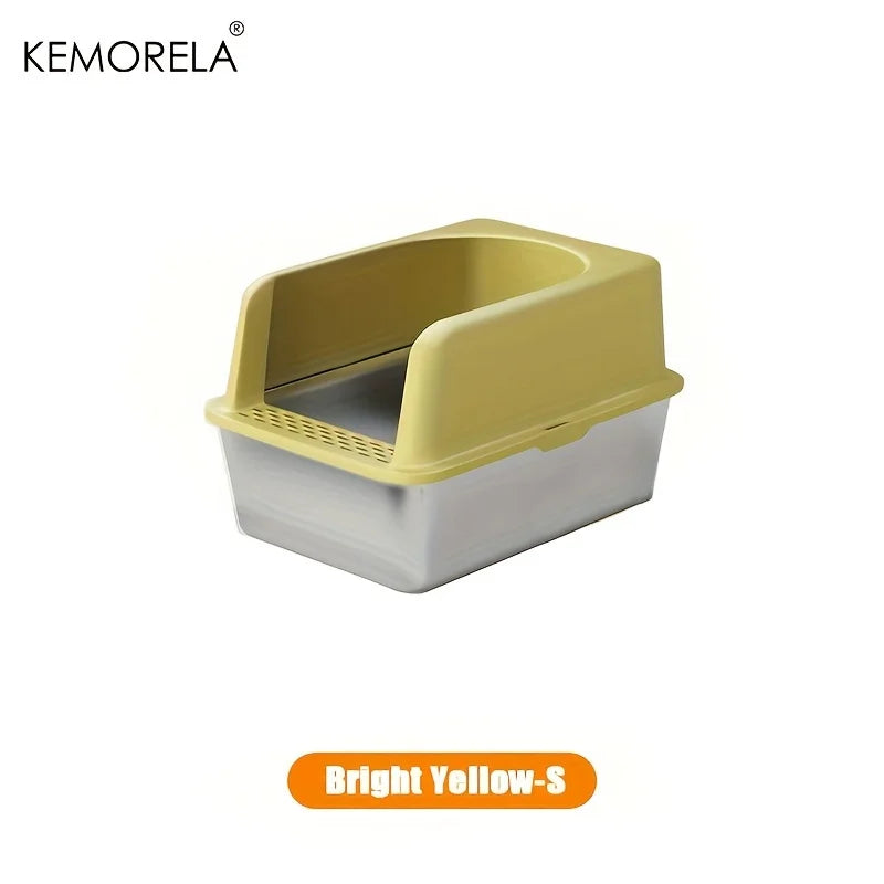 Stainless Steel Cat Litter Box with Lid – Large, Odor-Free Cat Litter Box SPOT Bright Yellow S