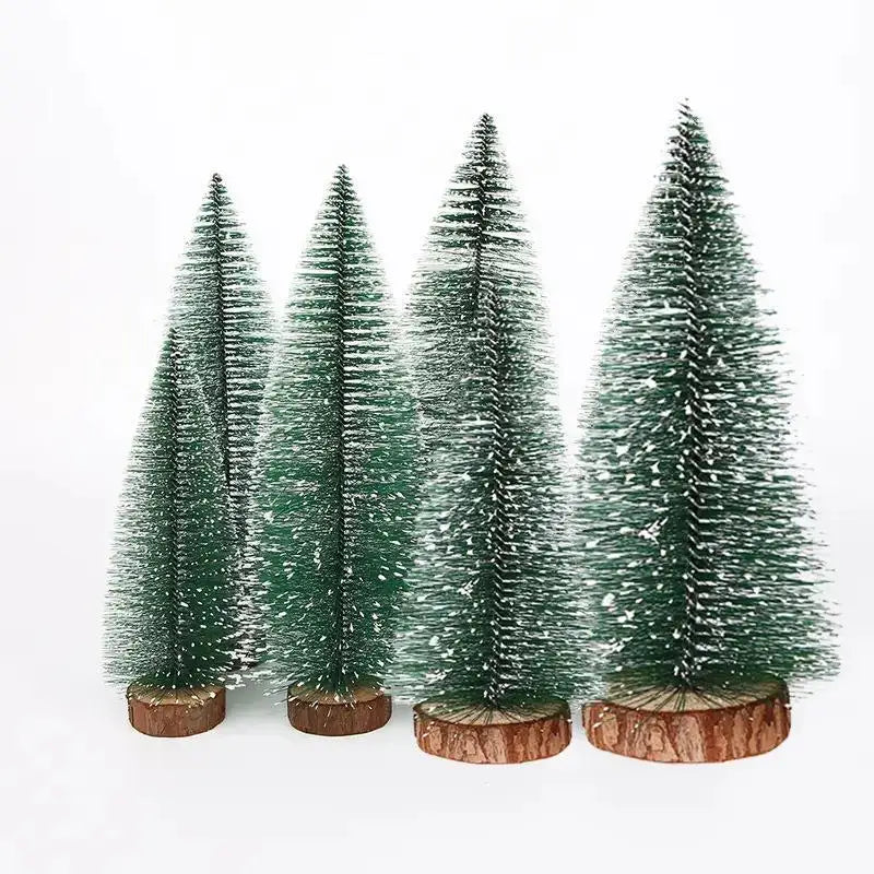 Mini Frosted Artificial Christmas Tree – Wooden Base Tabletop Artificial Christmas Tree SPOT