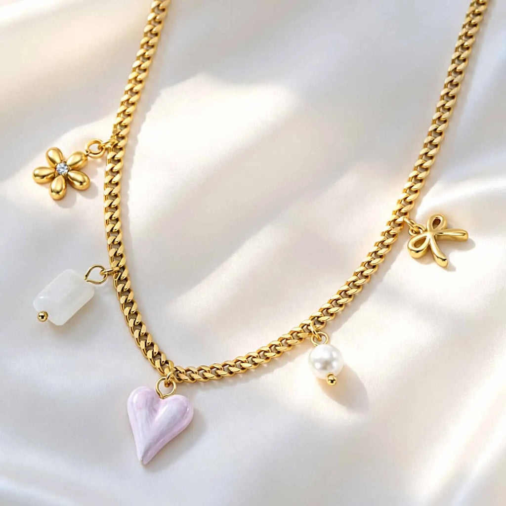 18K Gold Plated Pink Heart Pendant Necklace – Waterproof Pendant Necklace SPOT