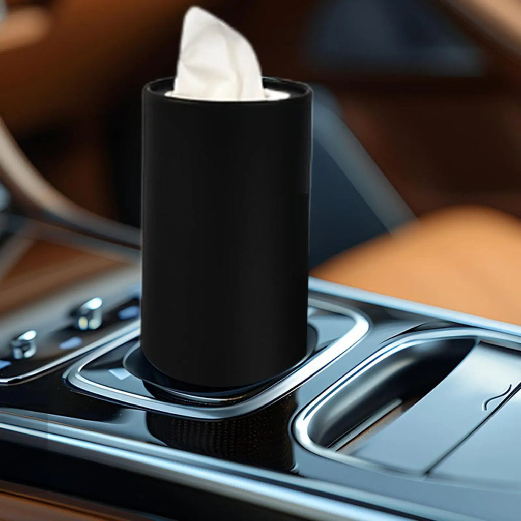 2-Pack Round Car Tissue Cylinder Holder – Wood Pulp Napkin Box Car Tissue Holder SPOT Default Title