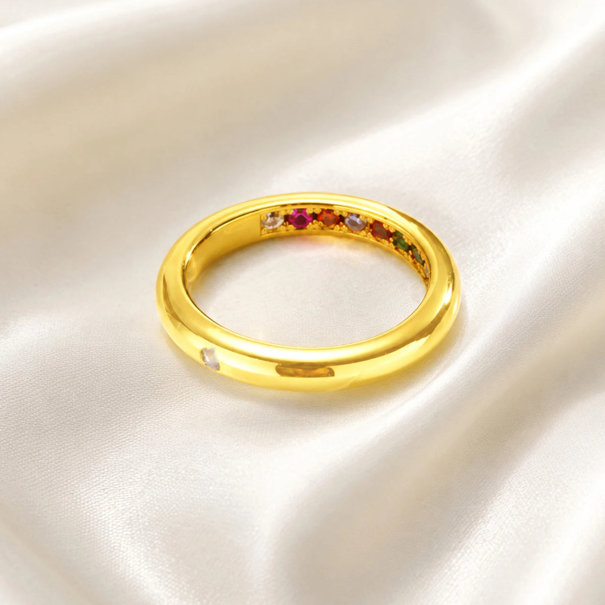 Colorful Zirconia Eternity Ring – 18K Gold Plated Wedding Band Eternity Band Ring SPOT