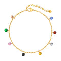 Colorful CZ Anklet – Waterproof Stainless Steel Foot Chain Anklet Bracelet SPOT JC-138GH01