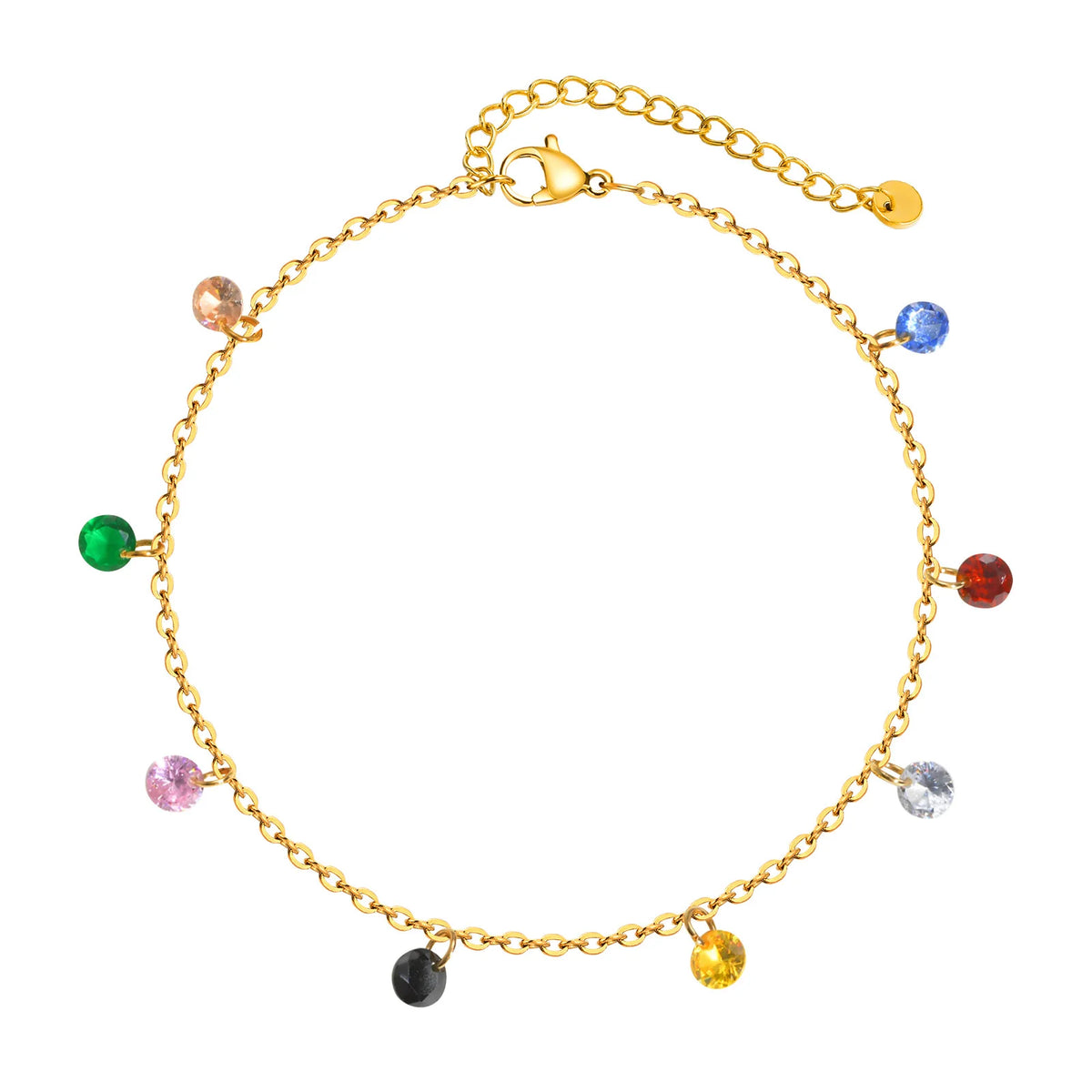 Colorful CZ Anklet – Waterproof Stainless Steel Foot Chain Anklet Bracelet SPOT JC-138GH01