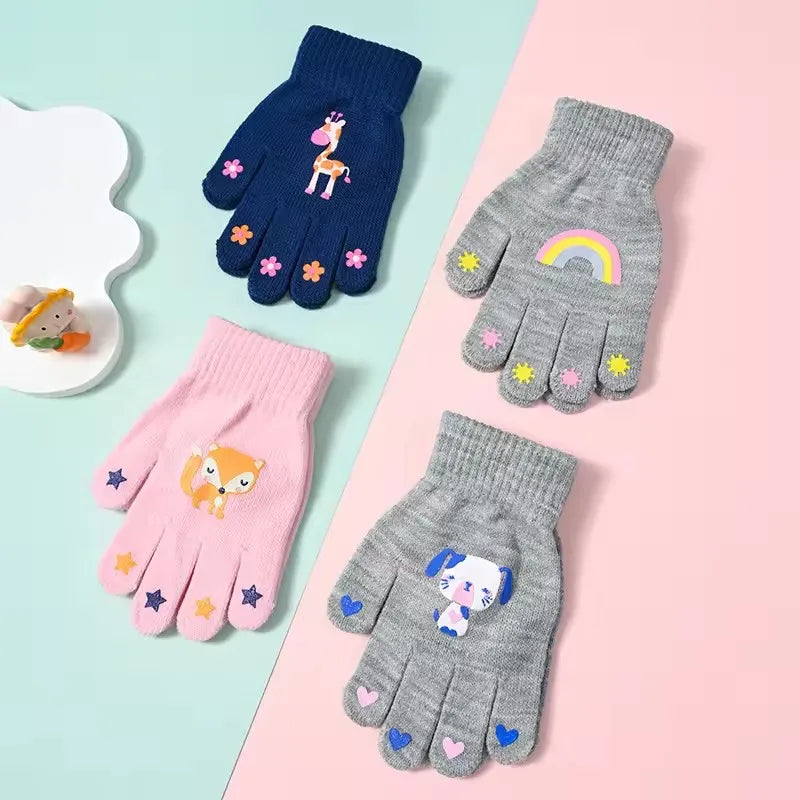 Kids Cartoon Animal Knitted Gloves – Warm Winter Gloves Kids Winter Gloves SPOT