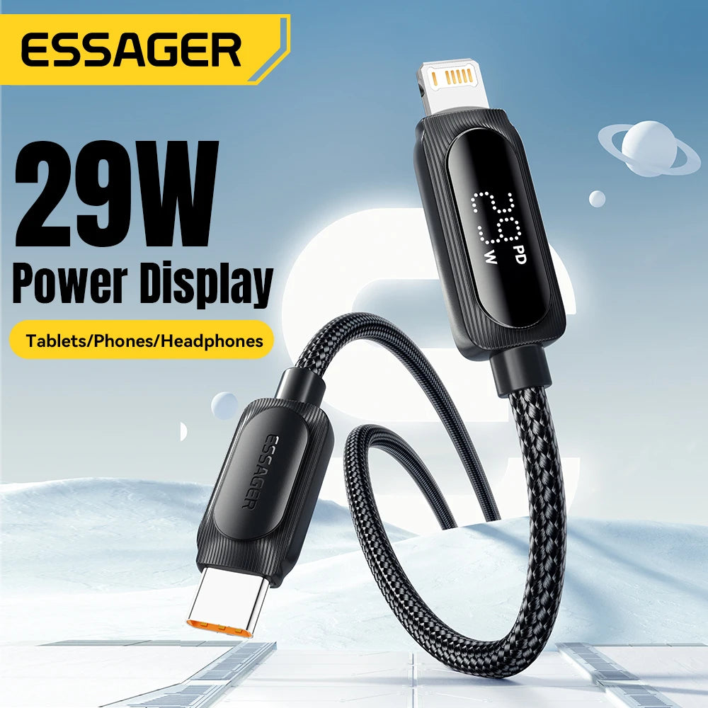 Essager USB-C to Lightning Cable PD 29W Fast Charging & Display USB Charging Cable SPOT