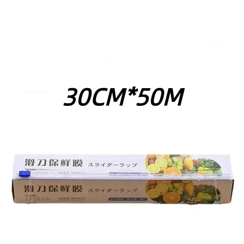PE Cling Film Food Wrap Roll with Built-In Sliding Cutter Food Cling Wrap SPOT 30cm 50m A2