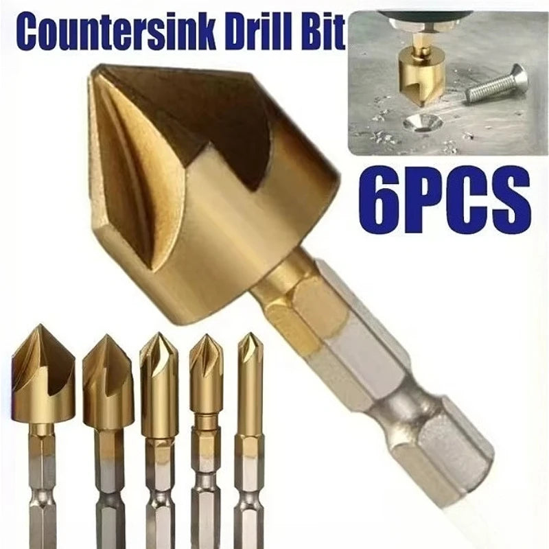 HSS Titanium Countersink Drill Bit Set – Wood & Metal Countersink Drill Bit Set SPOT Hexagonal