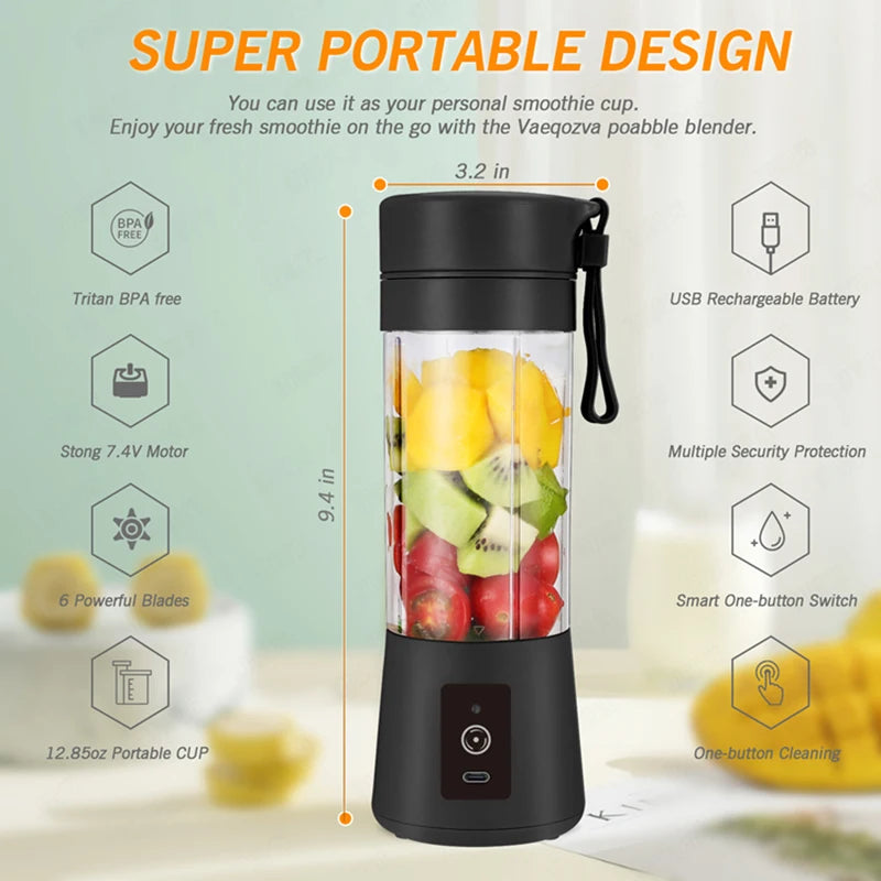 380ML Portable USB Juicer Blender Cup – 6-Blade Rechargeable Portable Juicer Blender SPOT