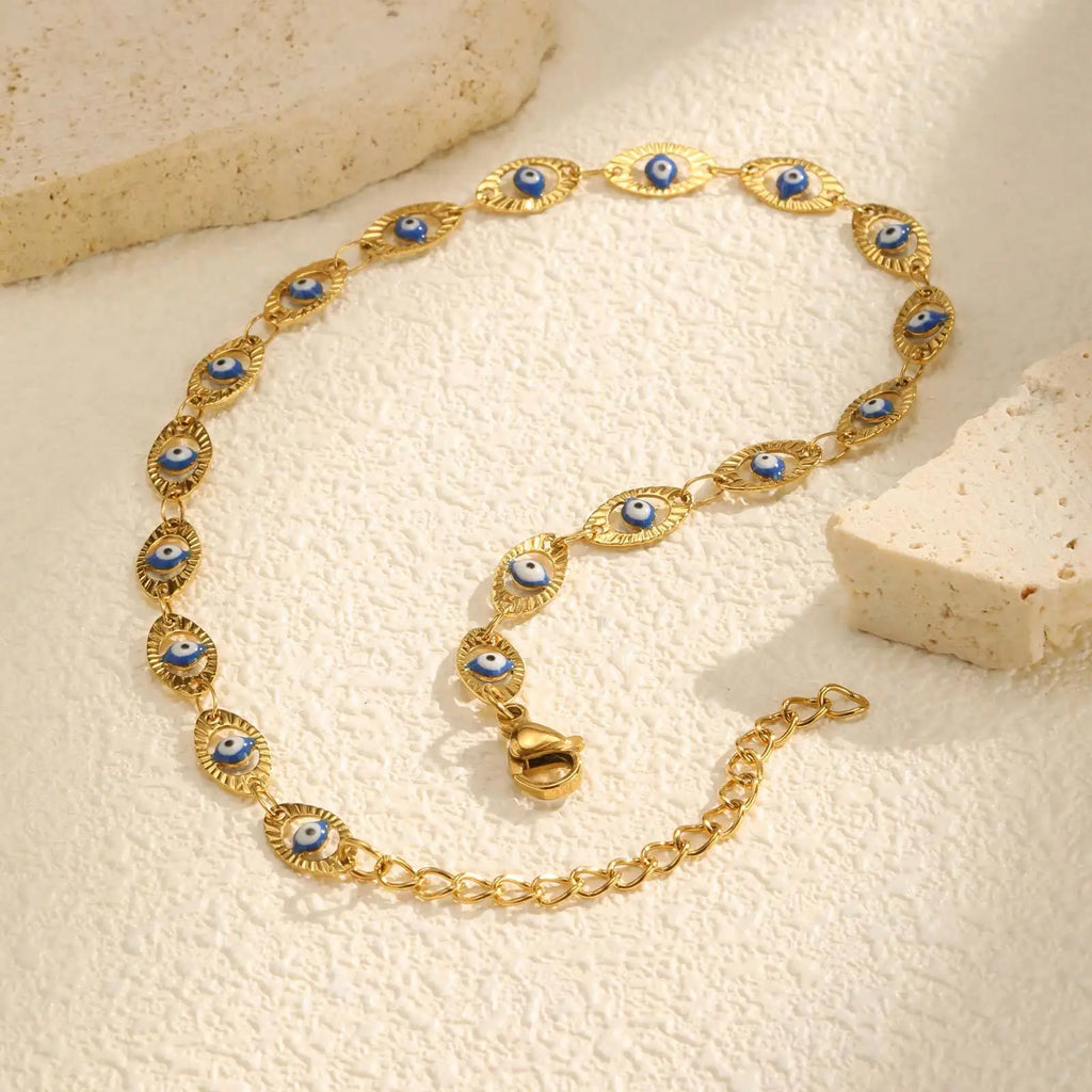 Evil Eye Anklet – Gold Plated Waterproof Stainless Steel Women Fashion Anklet SPOT