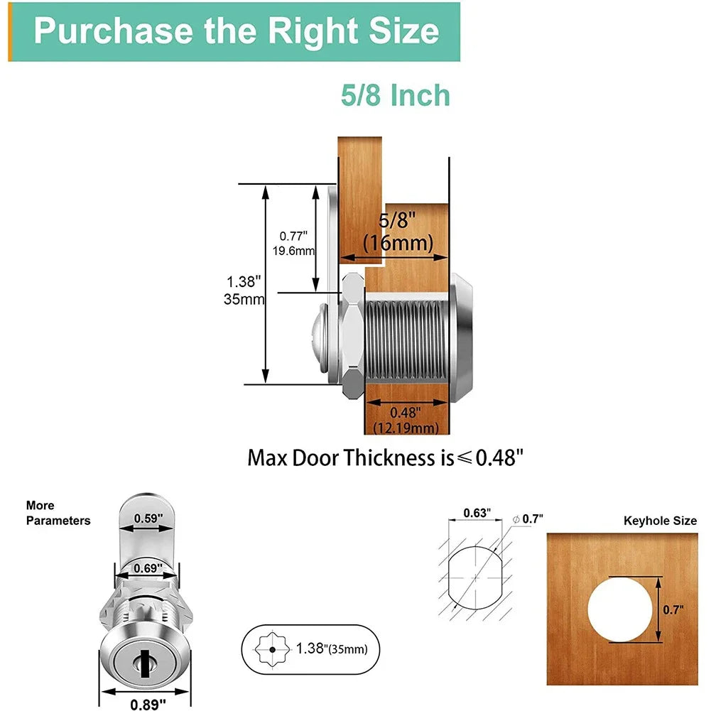 Zinc Alloy Cam Lock 16/30mm – Cabinet, Drawer & Mailbox Cabinet Cam Lock SPOT