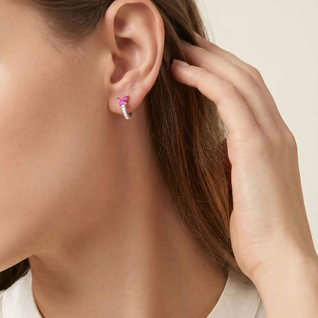 Marquise Zirconia Flower Hoop Earrings – 18K Gold Plated Huggies Hoop Earrings SPOT