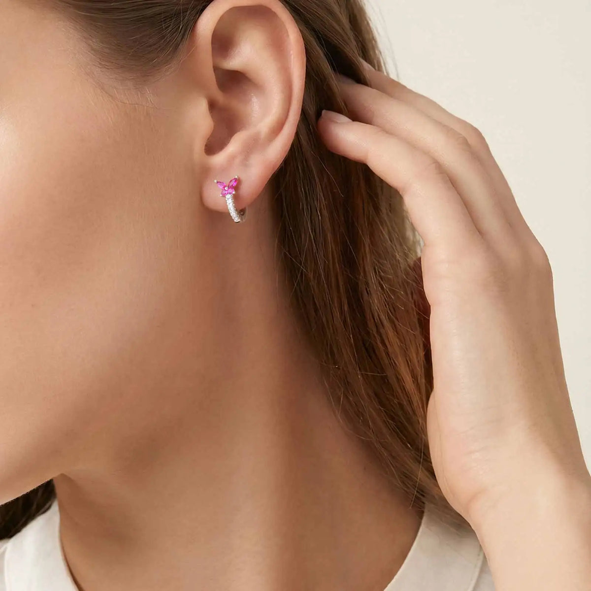 Marquise Zirconia Flower Hoop Earrings – 18K Gold Plated Huggies Hoop Earrings SPOT