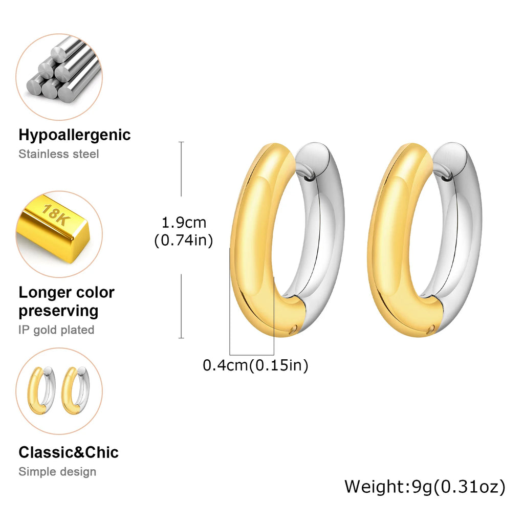 18K Gold Plated Two-Tone Stainless Steel Dangle Earrings Dangle Earrings SPOT EH-531SG