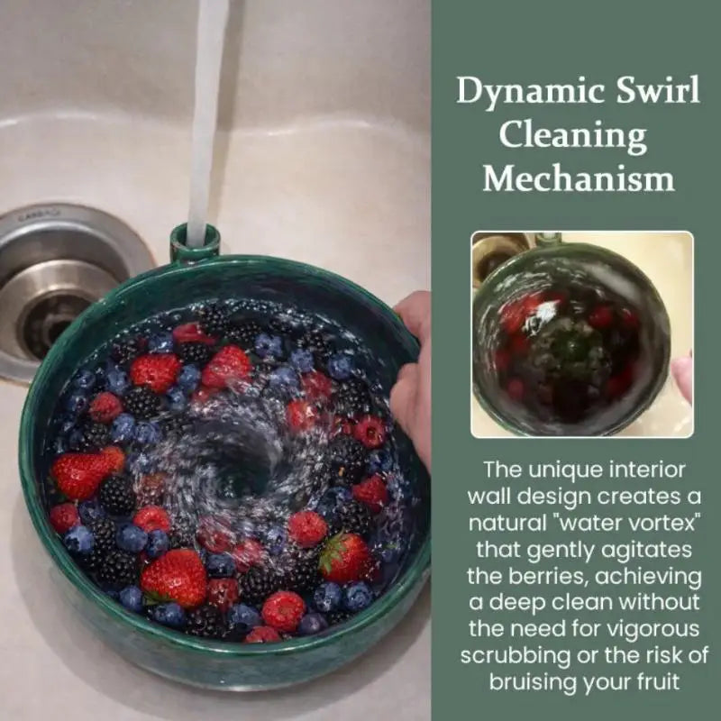 Self-Spinning Fruit & Vegetable Washing Bowl with Drain Produce Washing Colander SPOT