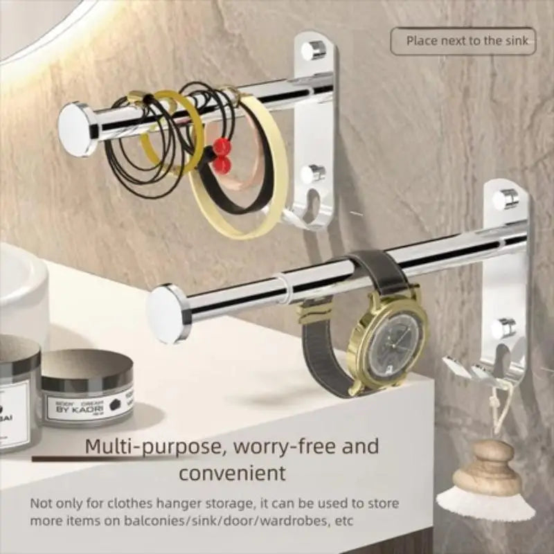 Wall-Mounted Stainless Steel Clothes Hanger Rack – No Drill Hanger Storage Rack SPOT