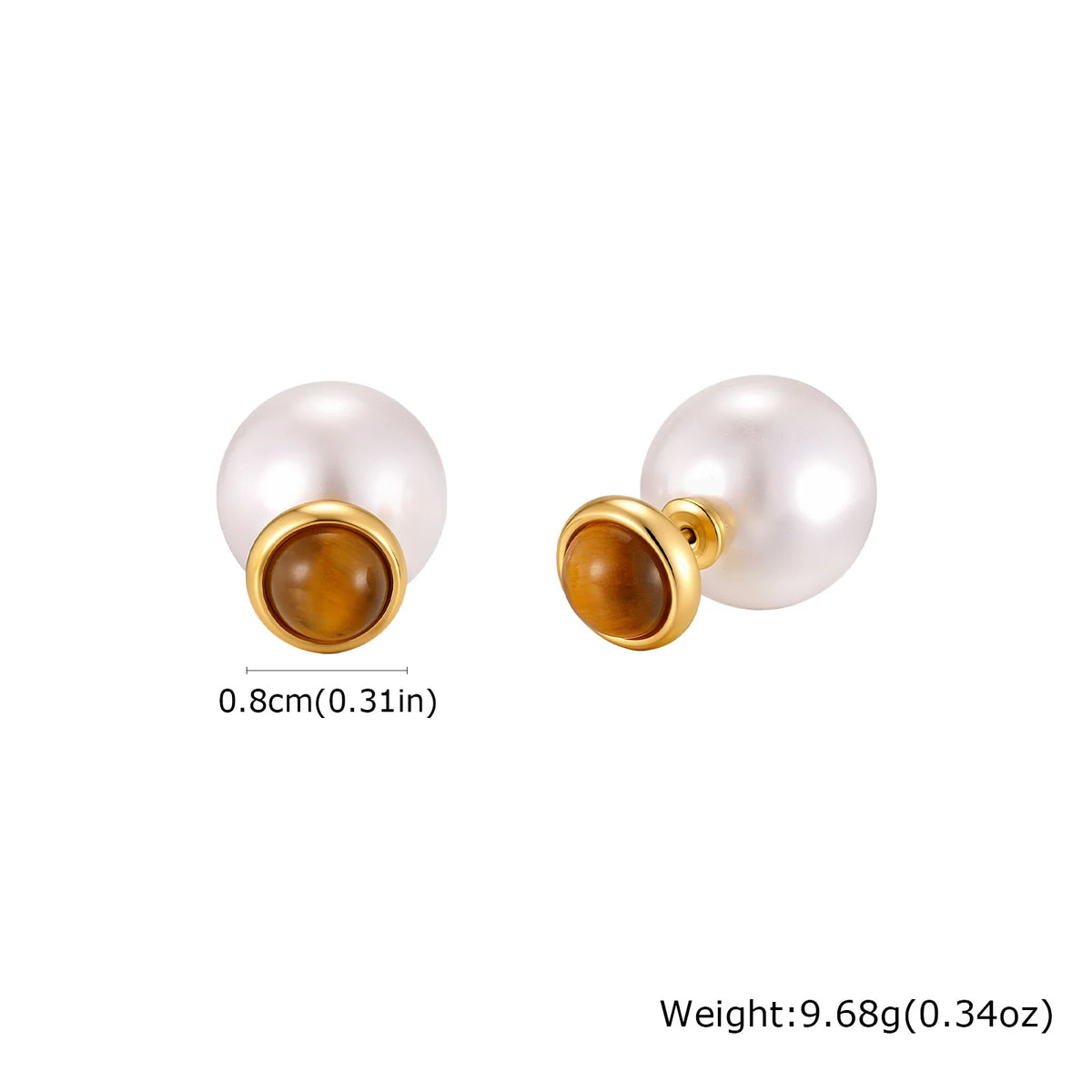 Tiger Eye Stud Earrings – 18K Gold Plated Stainless Steel Stud Earrings SPOT ES-778G