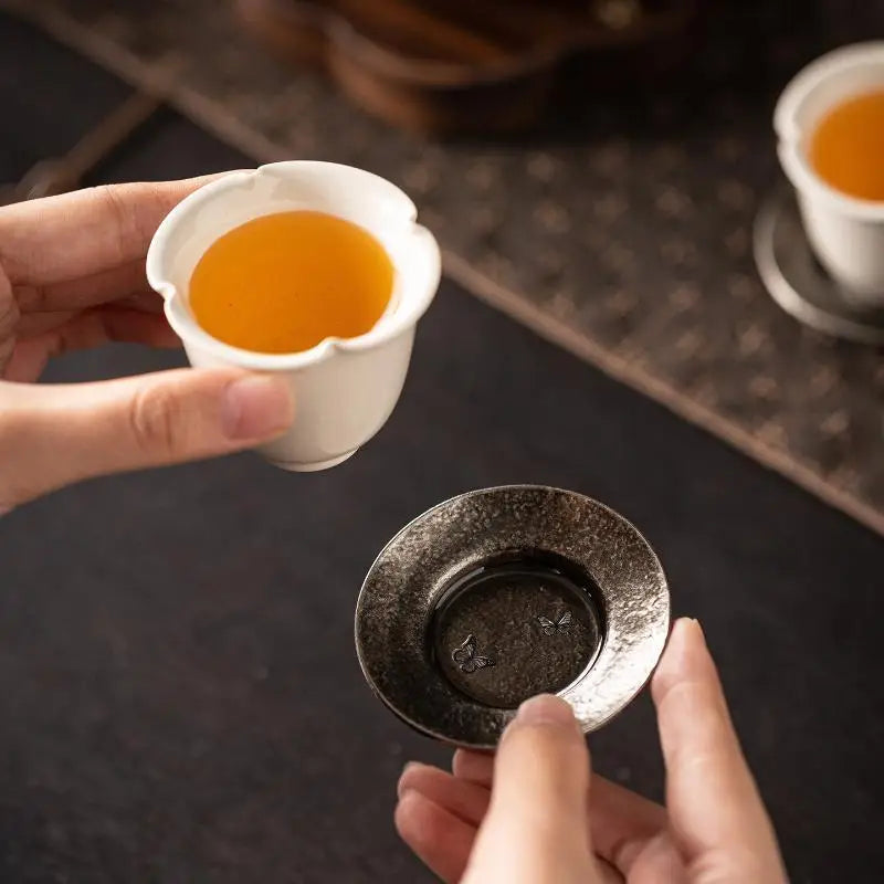 Antique Alloy Lotus Tea Coaster – Zen Heat-Insulated Cup Mat Tea Cup Coaster SPOT