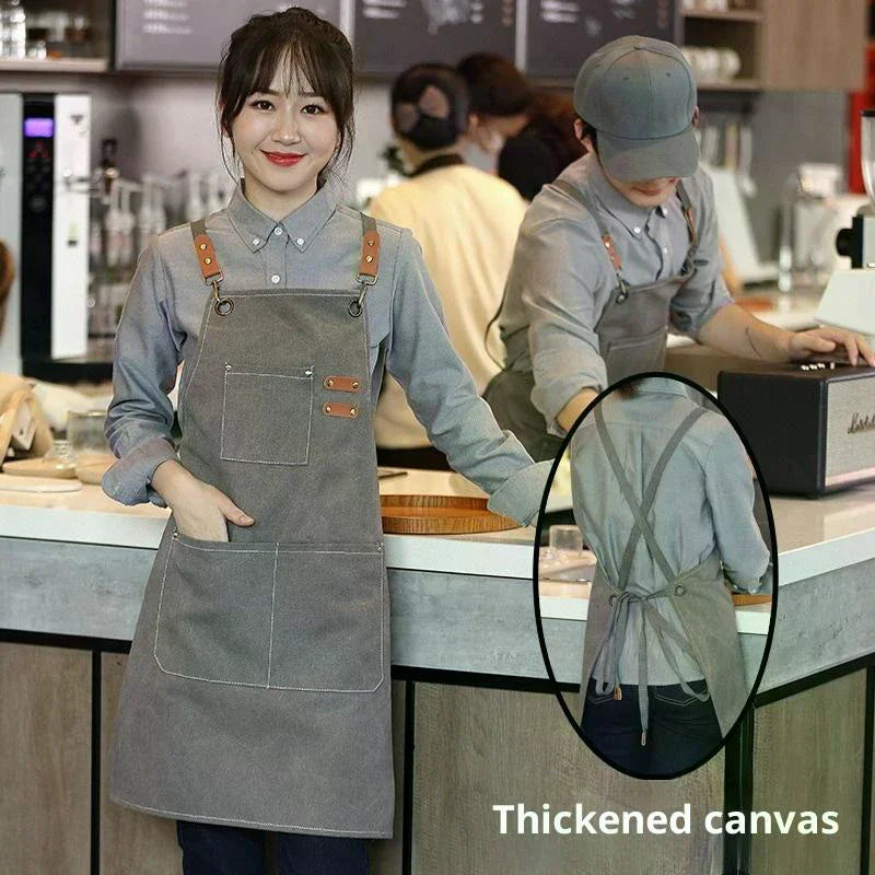Canvas Apron with Tool Pockets – Oil-Proof Kitchen & Work Apron Canvas Kitchen Apron SPOT