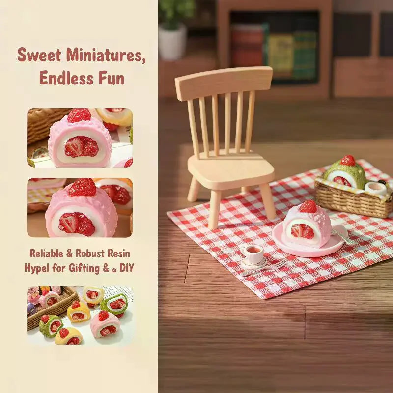 4-Pack Mini Strawberry Cake Resin Charms – Dollhouse & DIY Decor Miniature Resin Charms SPOT