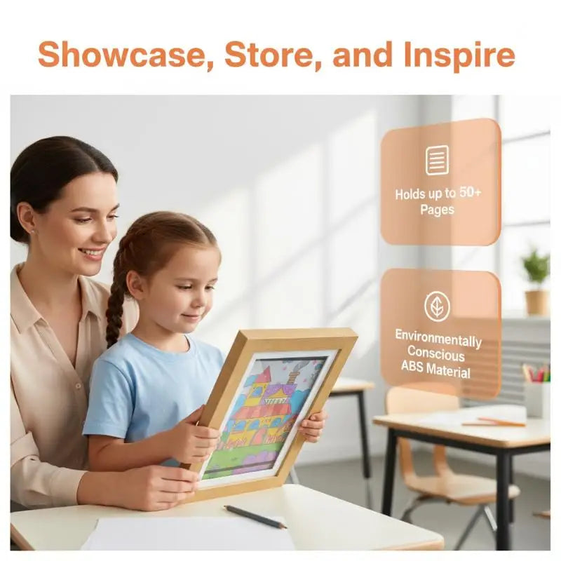 Front-Opening Kids Art Frame – Holds 50+ Artworks, White Kids Art Display Frame SPOT