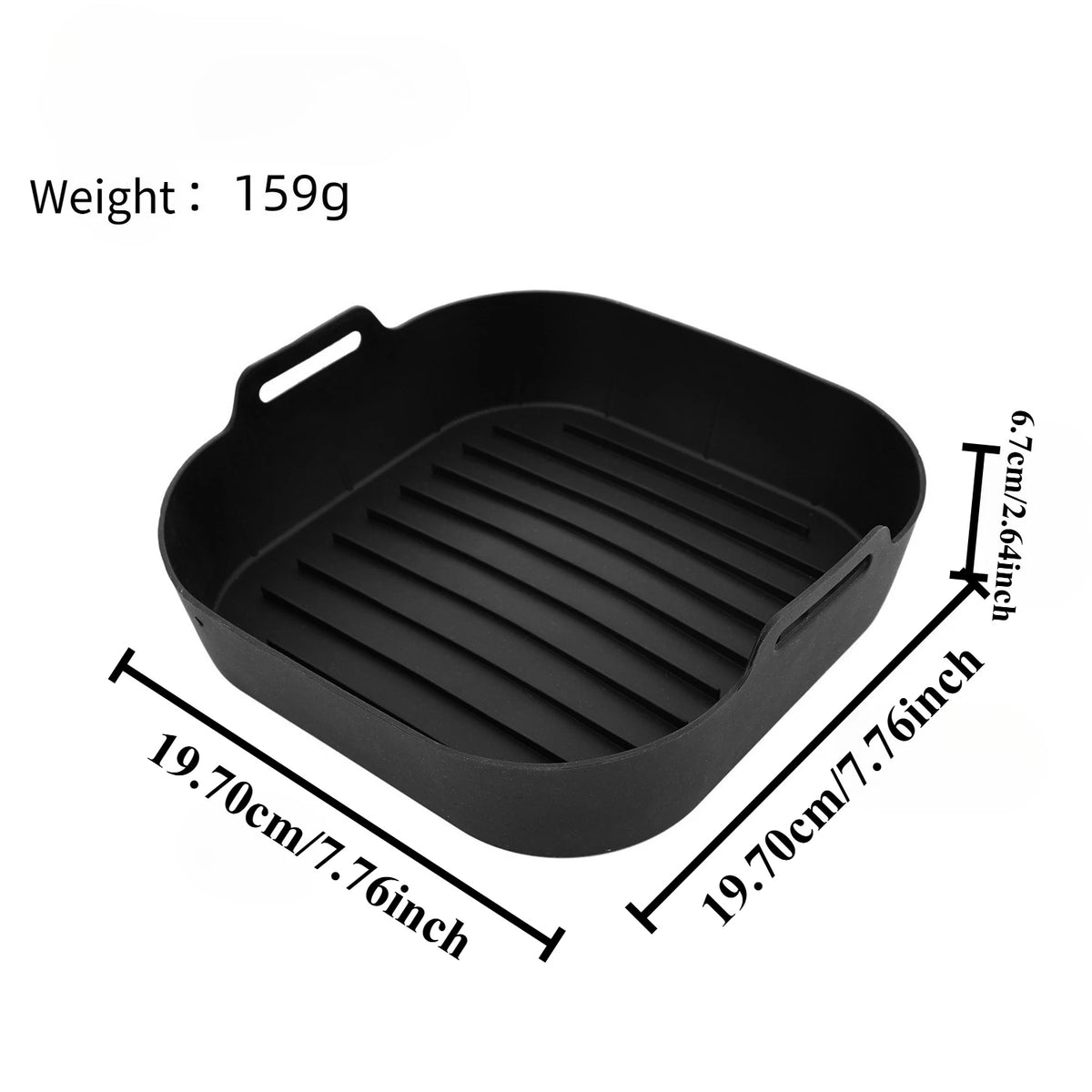Silicone Air Fryer Liner – Non-Stick Reusable Square Basket Silicone Air Fryer Liner SPOT Black-Large