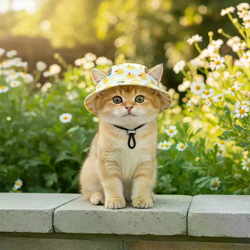 Pet Sun Hat for Cats & Small Dogs – Adjustable with Ear Holes Pet Costume Hat SPOT