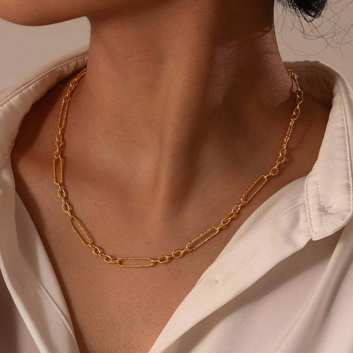 Gold Plated Stainless Steel Link Necklace – Dainty Jewelry for Women Chain Link Necklace SPOT