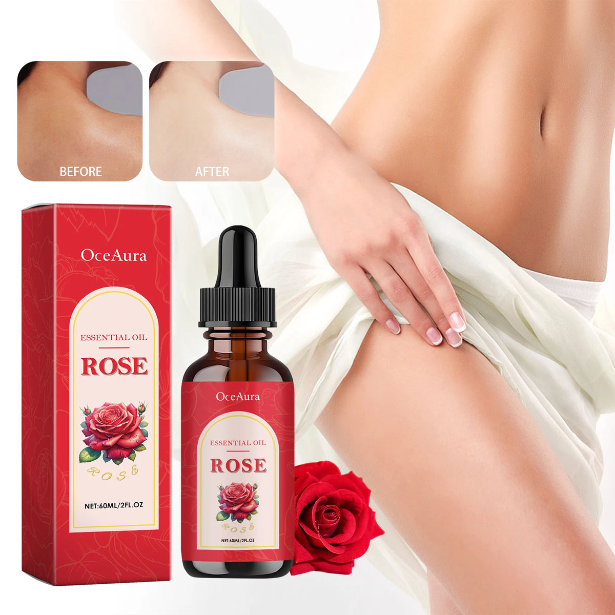 OceAura Rose Essential Oil – Nourishing Face & Body Massage Oil Body & Face Oil SPOT