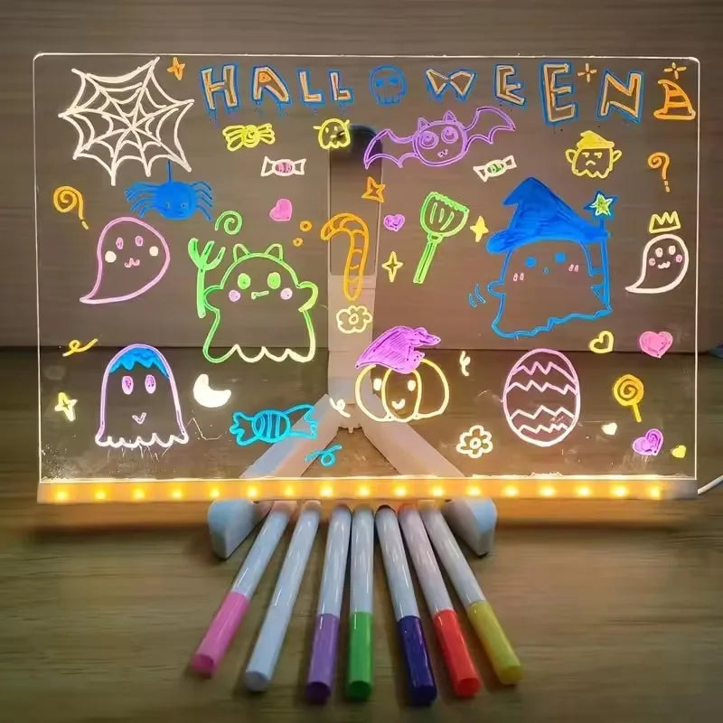 LED Acrylic Erasable Message Board USB Drawing Board with Stand LED Drawing Board SPOT