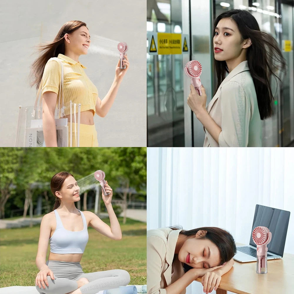 Portable Handheld Mist Fan – USB Rechargeable 4-Speed Handheld Mist Fan SPOT