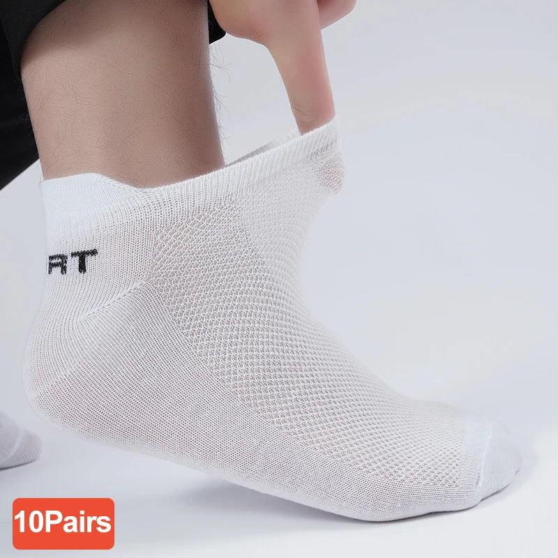 10-Pack Men's Breathable Mesh Ankle Socks – Low Cut Athletic Men's Ankle Socks SPOT