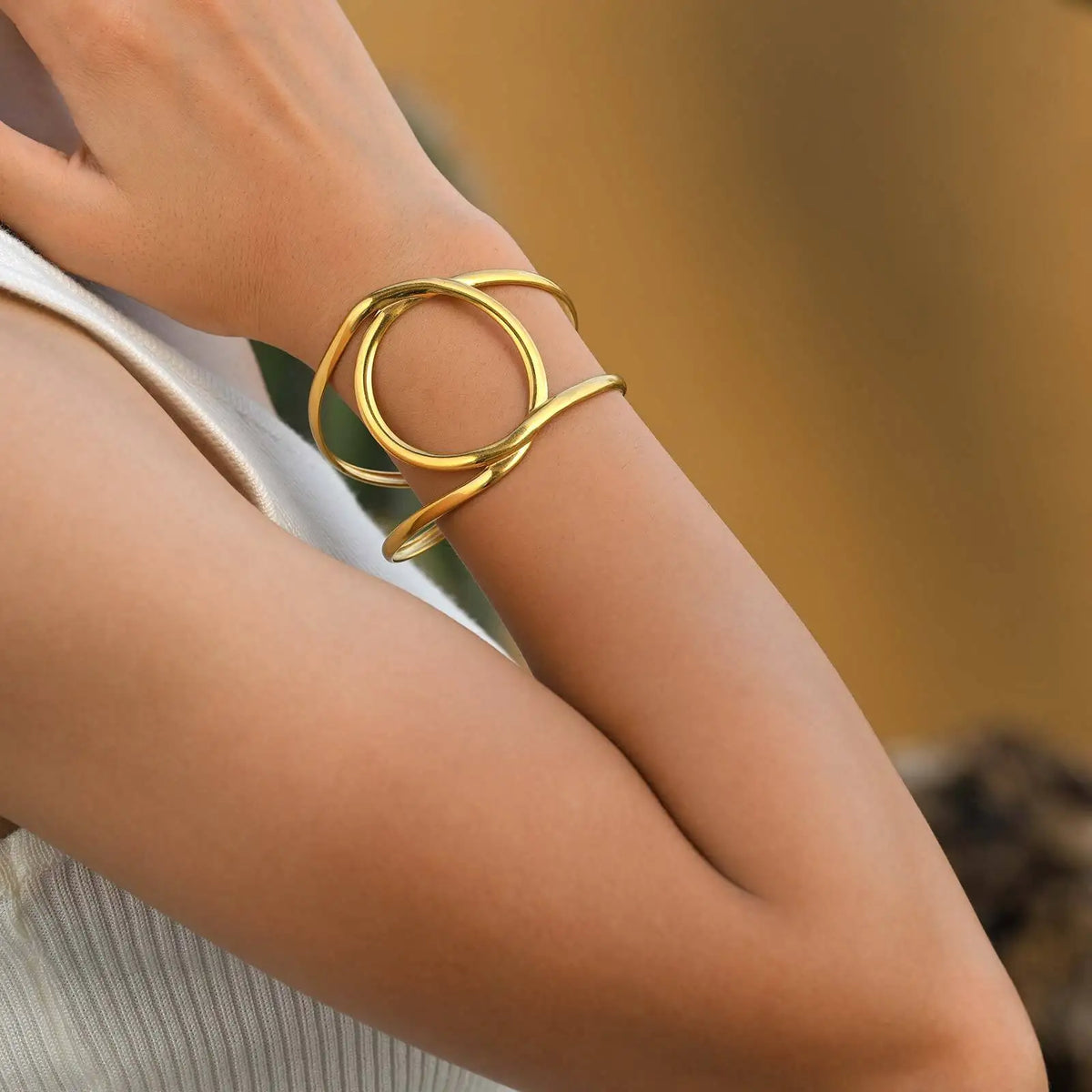 18K Gold Plated Stainless Steel Cuff Bracelet for Women Gold Cuff Bracelet SPOT Default Title