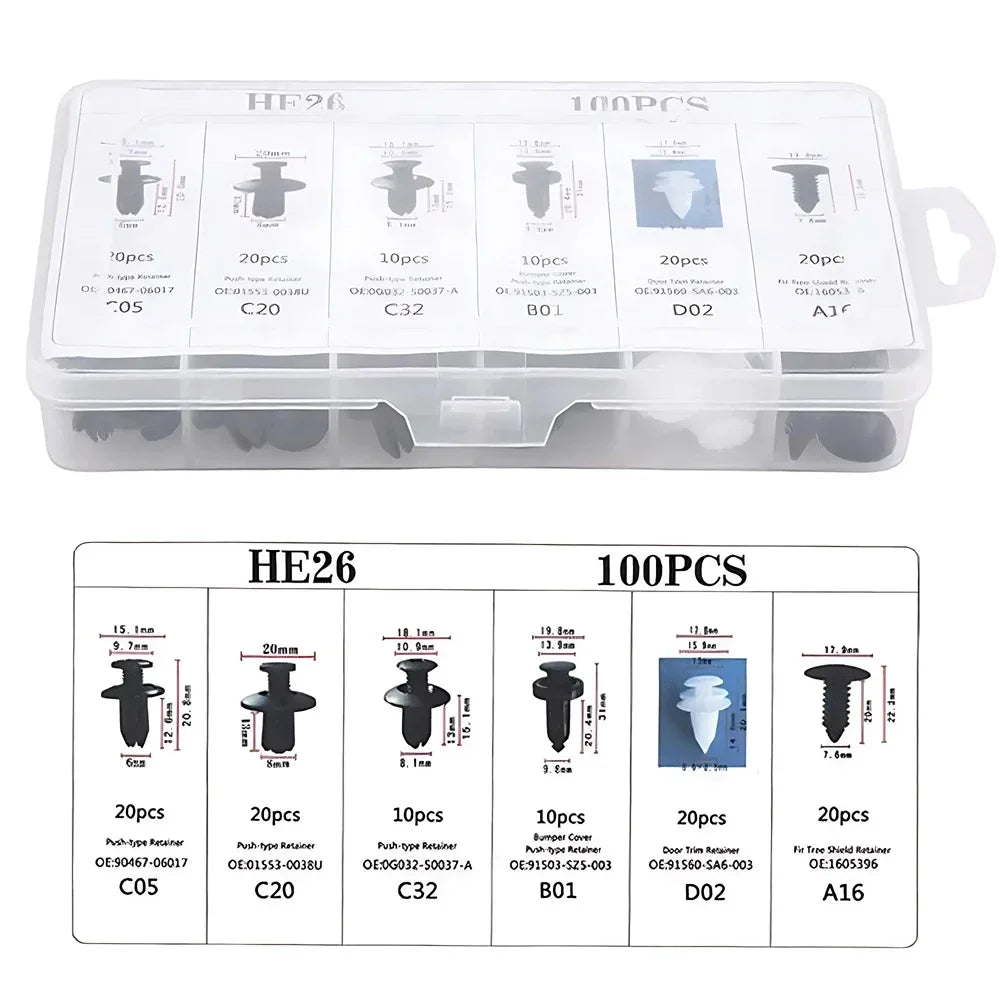 50/100-Pack Car Plastic Retainer Clips – Mixed Push Pin Rivet Set Automotive Retainer Clips SPOT