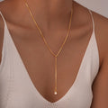 Gold Lariat Y-Shape Necklace – CZ Drop Chain for Women Lariat Necklace SPOT Default Title