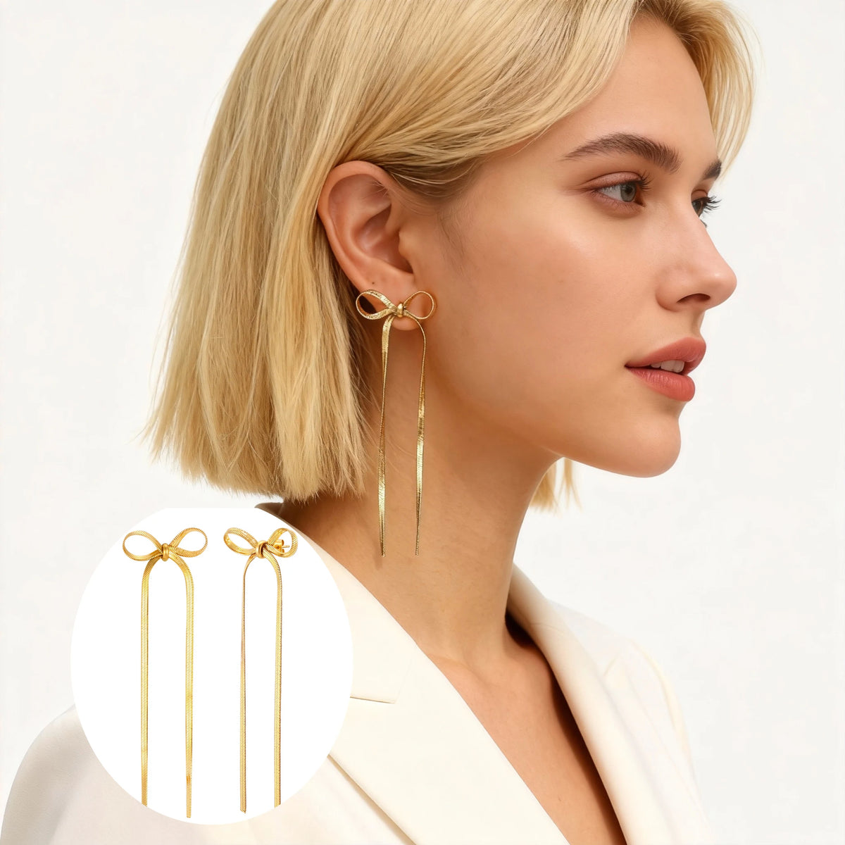 Bow Drop Dangle Earrings – Bowknot Tassel Statement Jewelry Drop Dangle Earrings SPOT