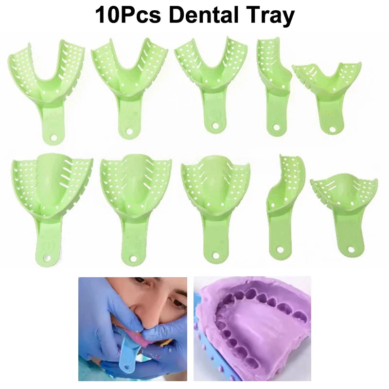 10-Pack Full-Size Dental Impression Trays – Mesh Plastic Lab Dental Impression Trays SPOT